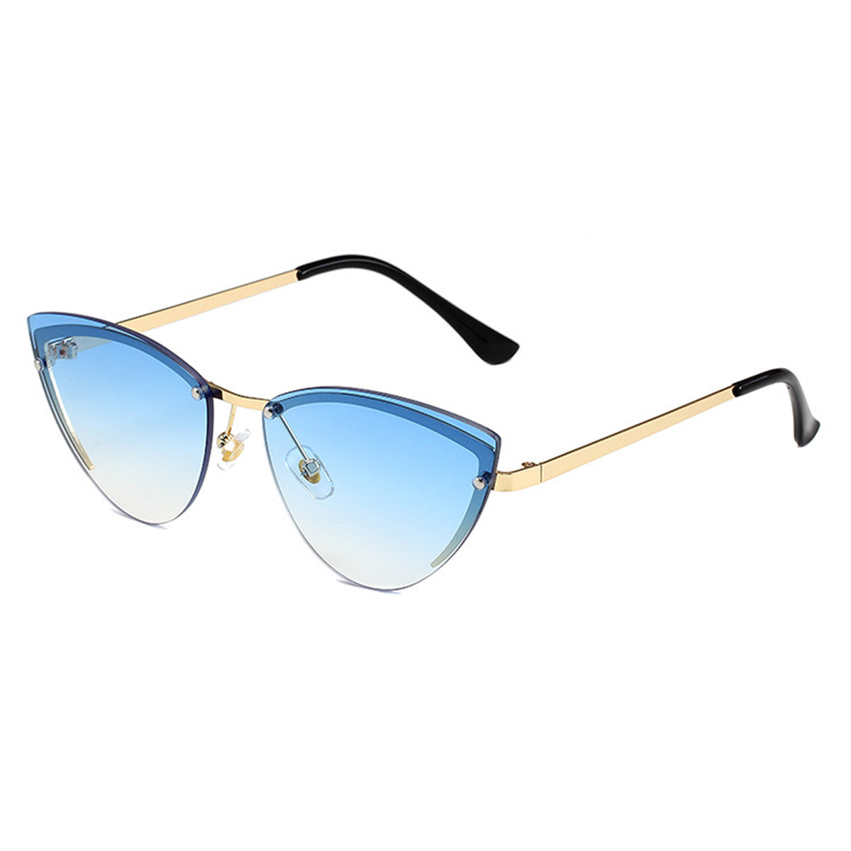 Cat-eye havsfärgade metallsolglasögon